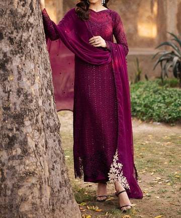 Unstitched Embroidered Chiffon 3PC | FW-006