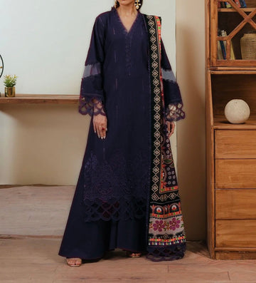 Unstitched Embroidered Dhanak 3PC | WC-004D