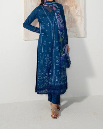 Unstitched Embroidered Dhanak 3PC | WC-003A