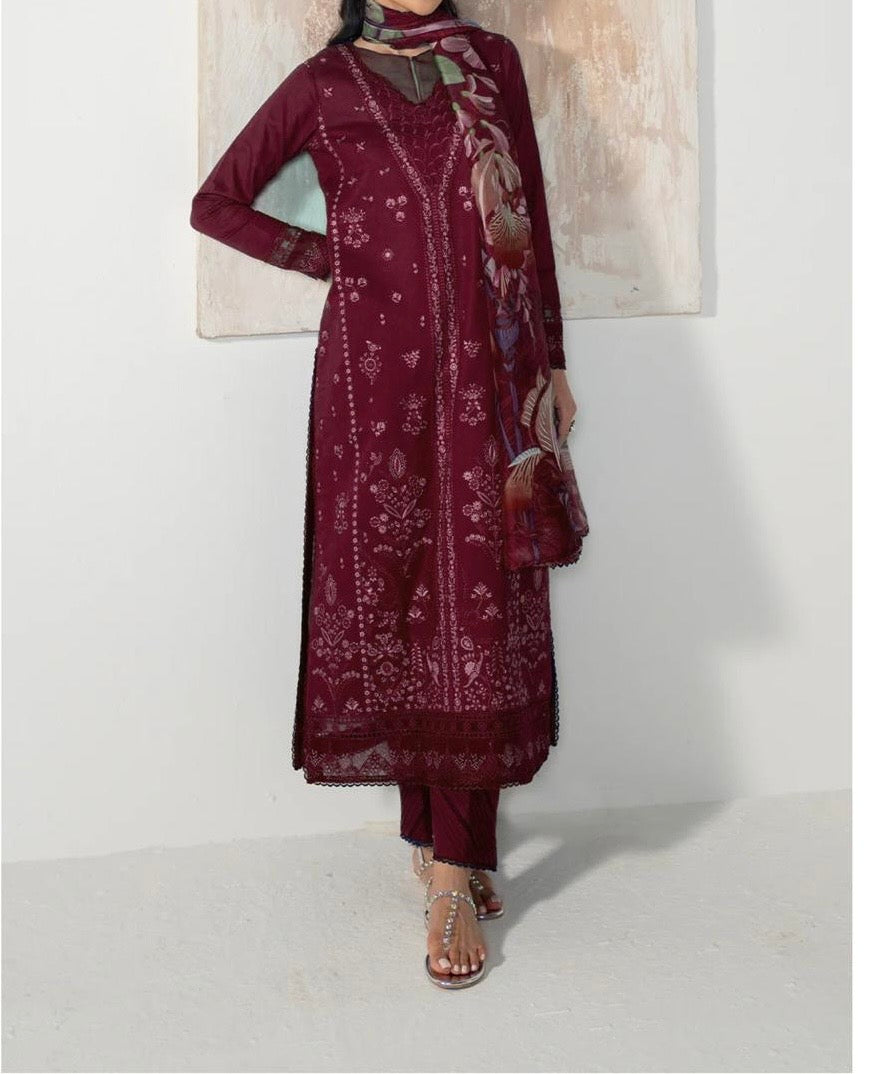 Unstitched Embroidered Dhanak 3PC | WC-003B
