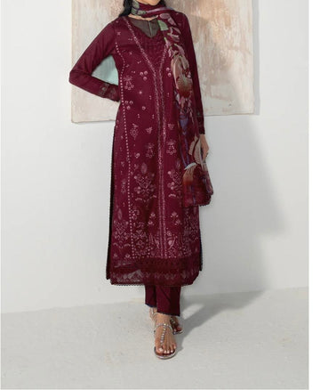 Unstitched Embroidered Dhanak 3PC | WC-003B