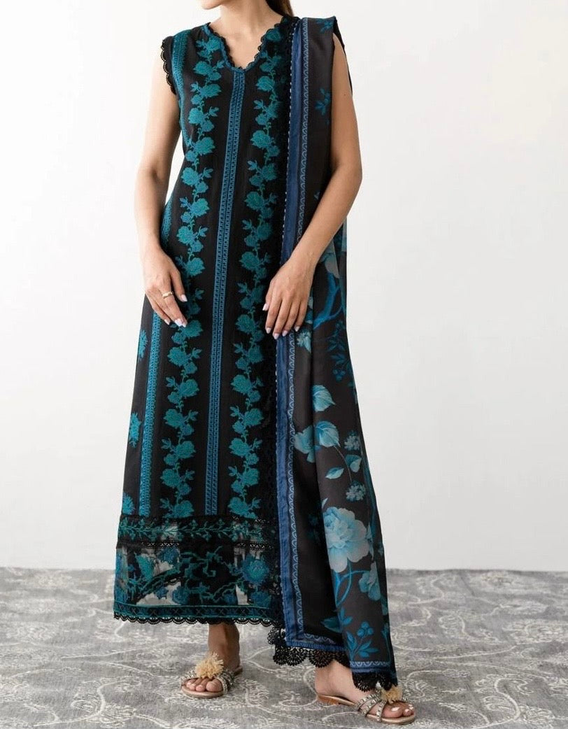 Unstitched Embroidered Dhanak 3PC | WC-009B