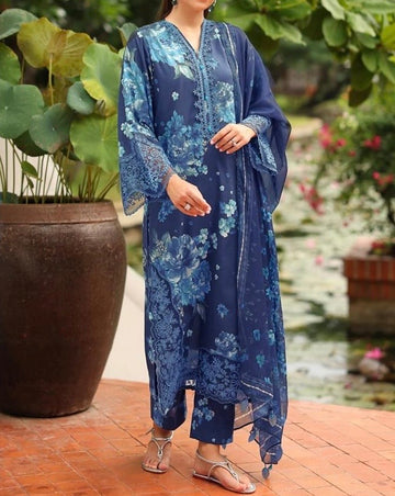 Unstitched Printed Slub Khaddar 3PC | WC-059F