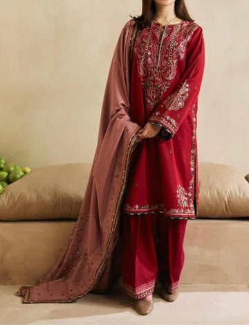 Unstitched Embroidered Dhanak 3PC | WC-072