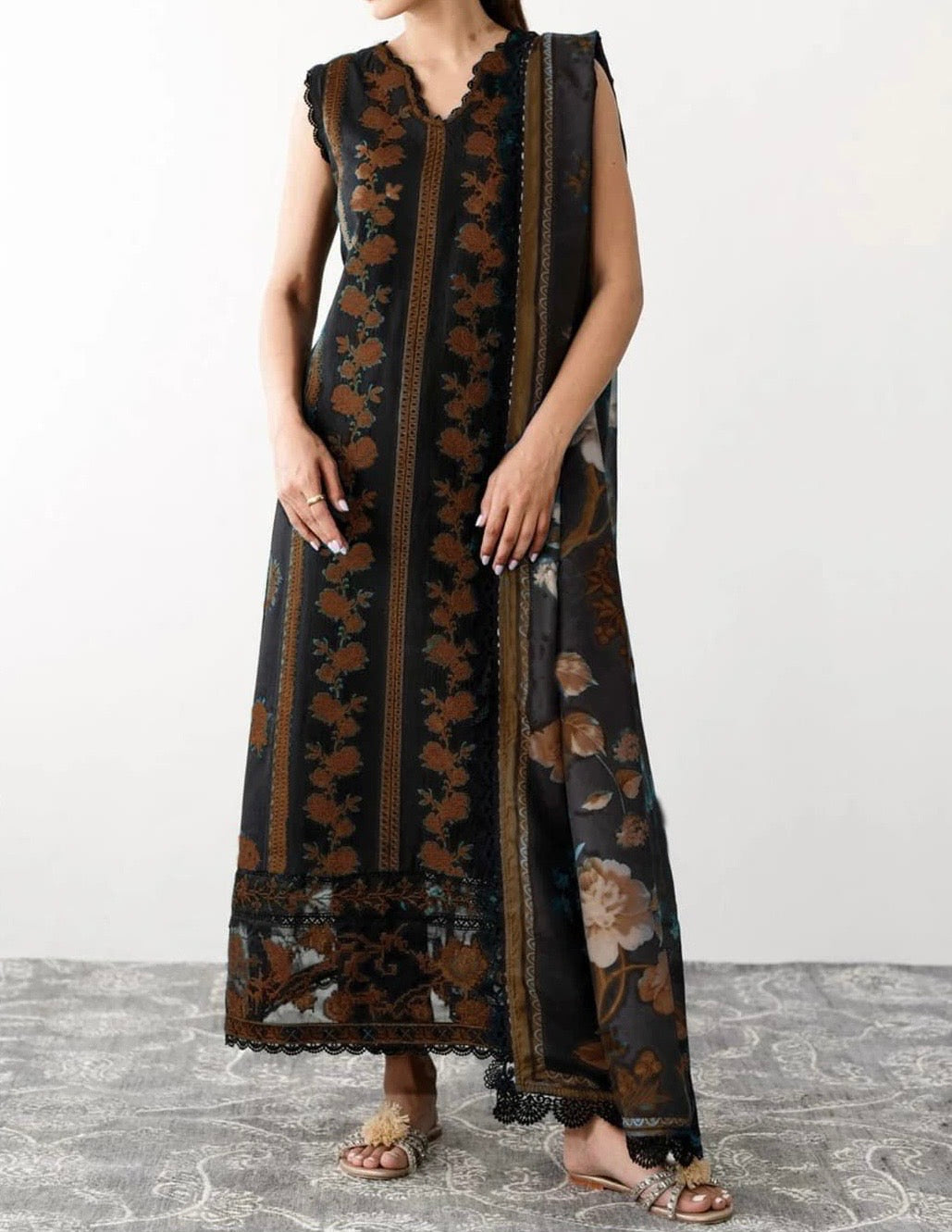 Unstitched Embroidered Dhanak 3PC | WC-009A