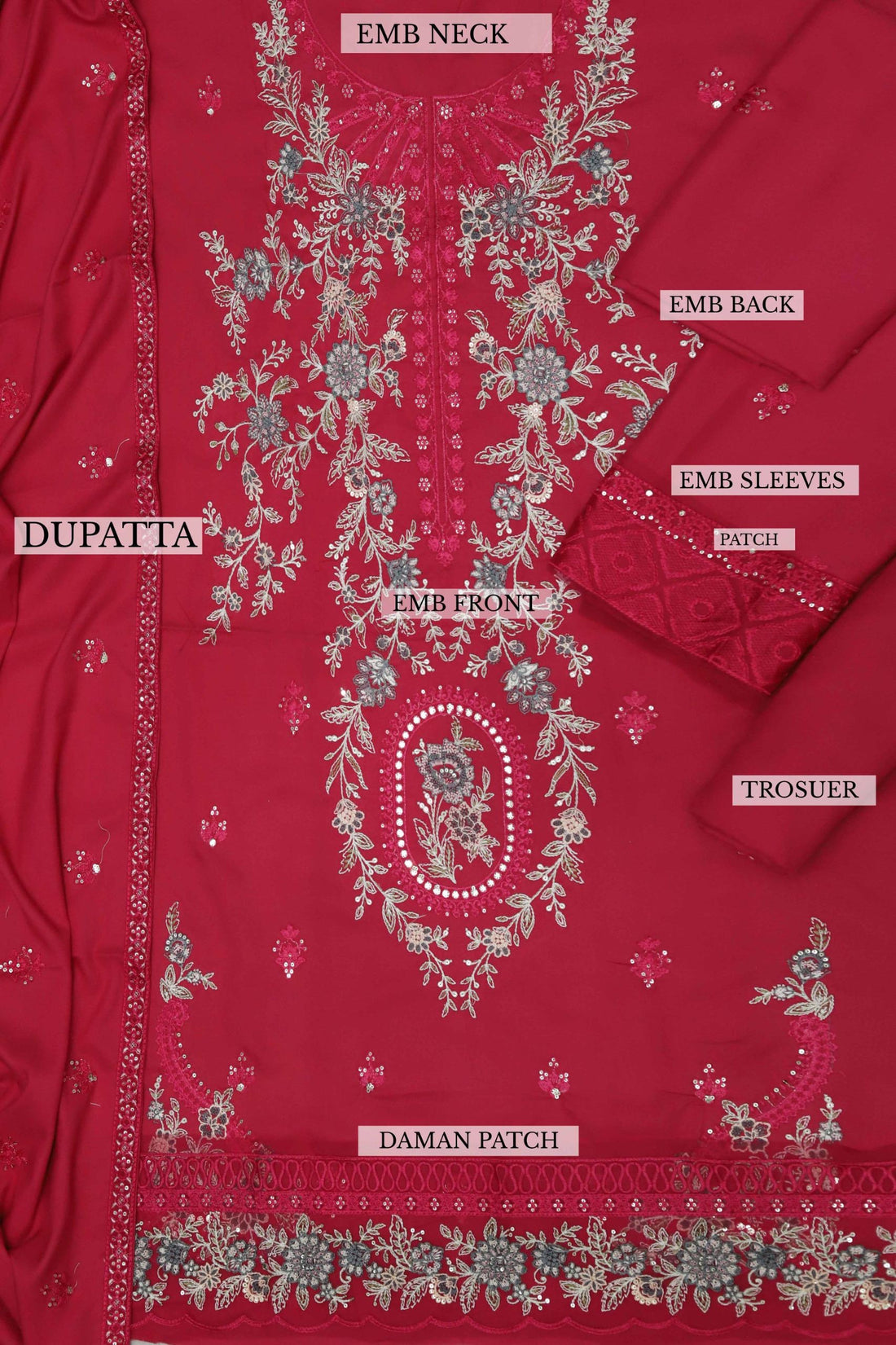 Unstitched Embroidered Dhanak 3PC | WC-011B