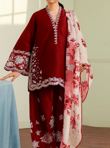 Unstitched Embroidered Dhanak 3PC | WC-055