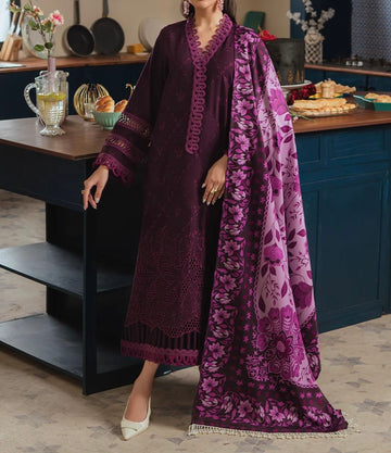Unstitched Embroidered Dhanak 3PC | WC-004C