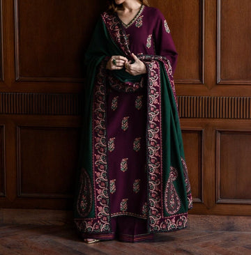 Unstitched Embroidered Dhanak 3PC | WC-060