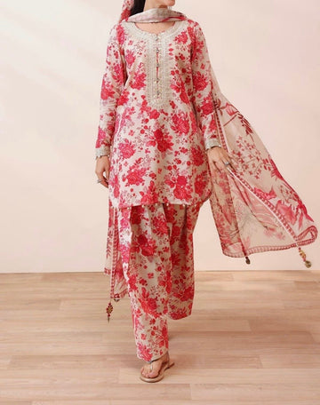Unstitched Printed Lawn 3PC | SC-124