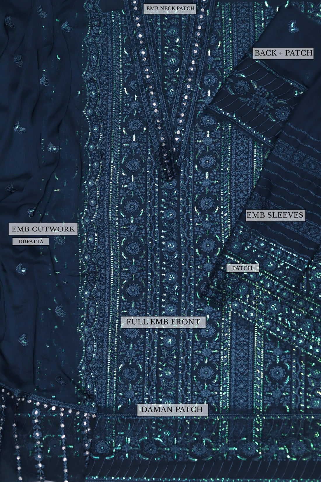 Unstitched Embroidered Chiffon 3PC | FW-020