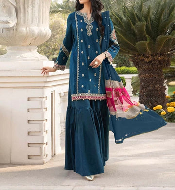 Unstitched Embroidered Dhanak 3PC | WC-010C