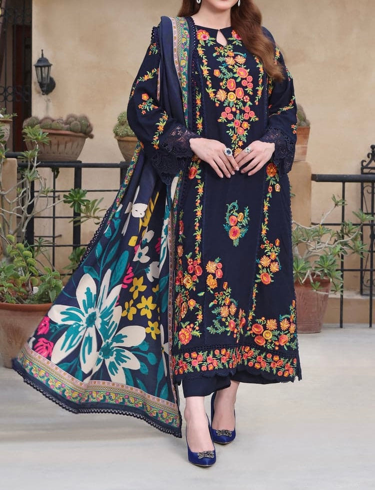 Unstitched Embroidered Dhanak 3PC | WC-001A