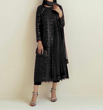 Unstitched Embroidered Net 3PC | FW-007C