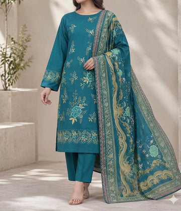 Unstitched Embroidered Dhanak 3PC | WC-111