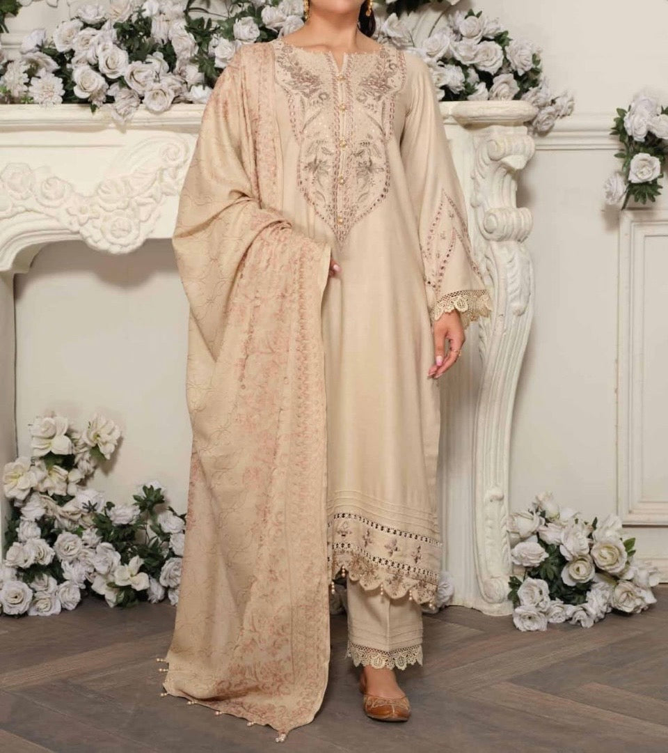 Unstitched Leather Peach 3PC | WC-023