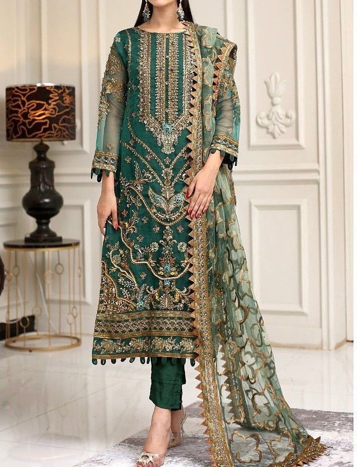 Unstitched Embroidered Organza 3PC | FW-015