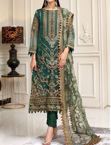 Unstitched Embroidered Organza 3PC | FW-015