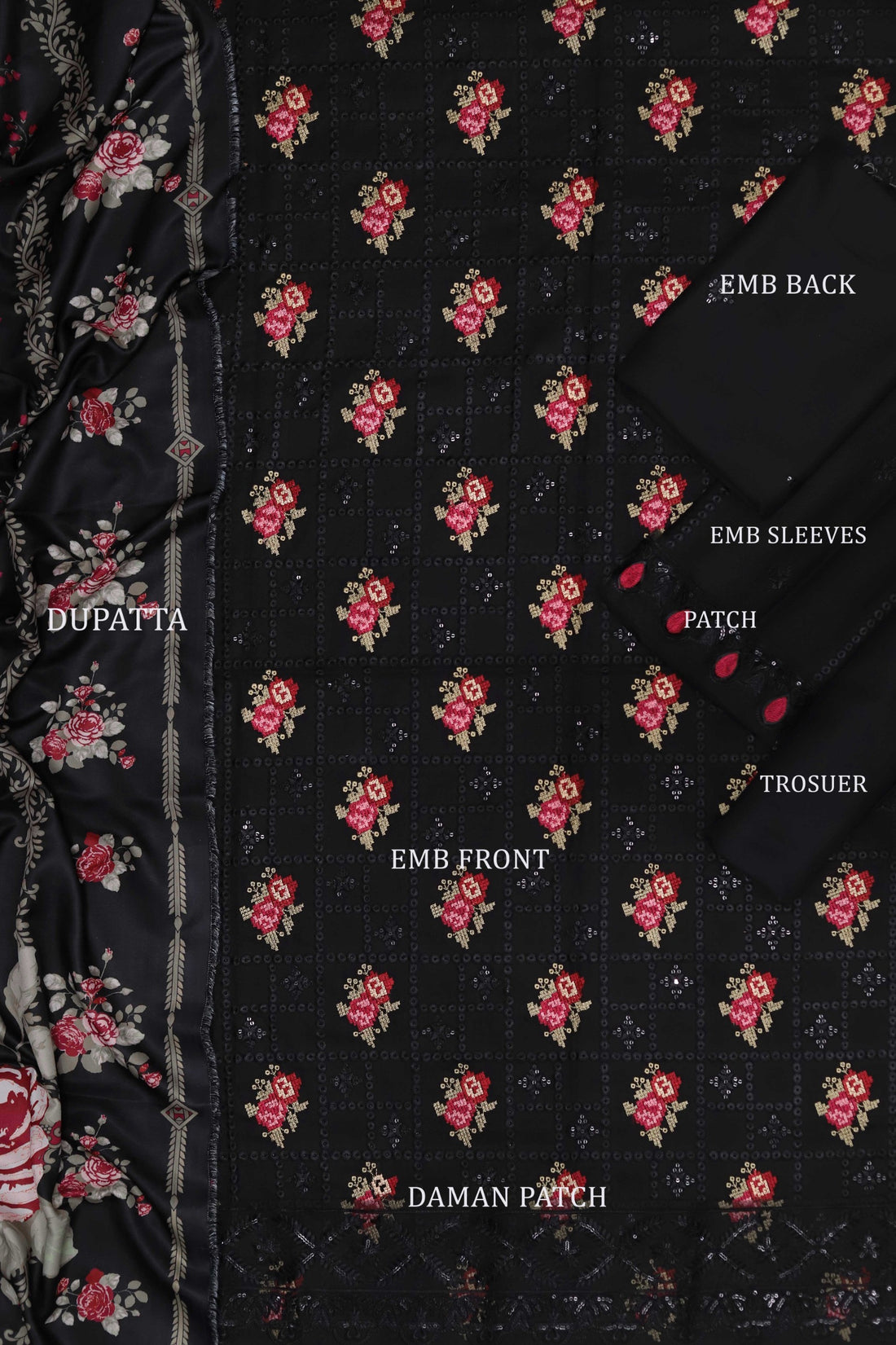 Unstitched Embroidered Dhanak 3PC | WC-048