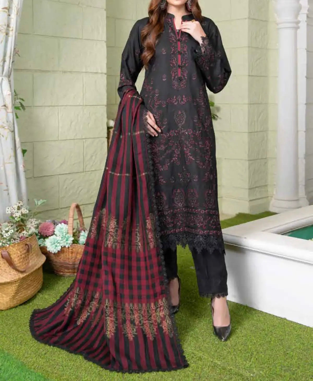 Unstitched Embroidered Dhanak 3PC | WC-012