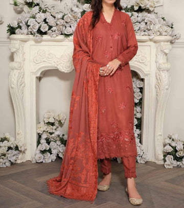 Unstitched Leather Peach 3PC | WC-018