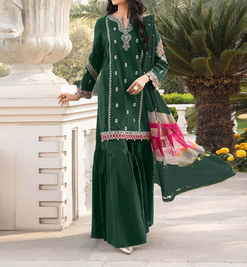 Unstitched Embroidered Dhanak 3PC | WC-010B