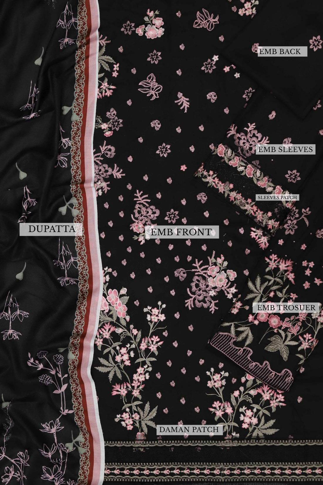 Unstitched Embroidered Dhanak 3PC | WC-036C