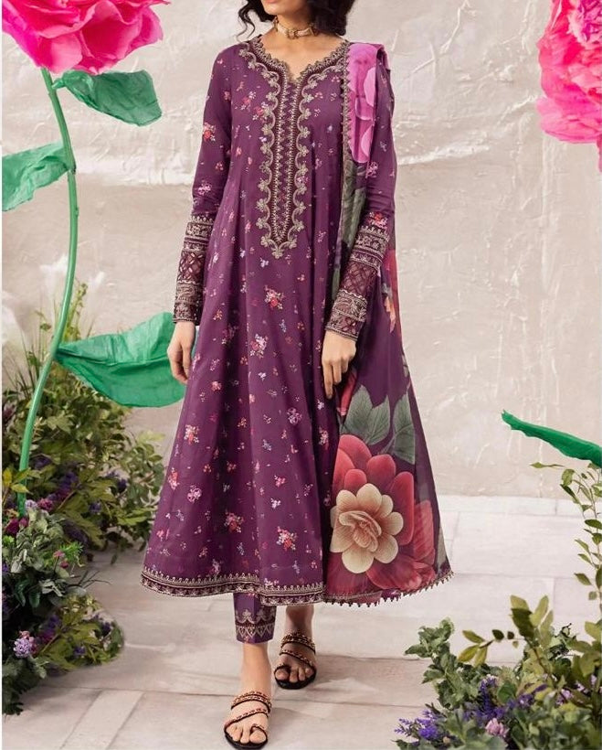 Unstitched Printed Slub Khaddar 3PC | WC-059A