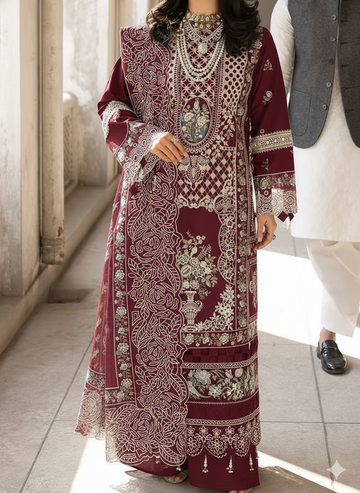 Unstitched Embroidered Lawn 3PC | SC-002B