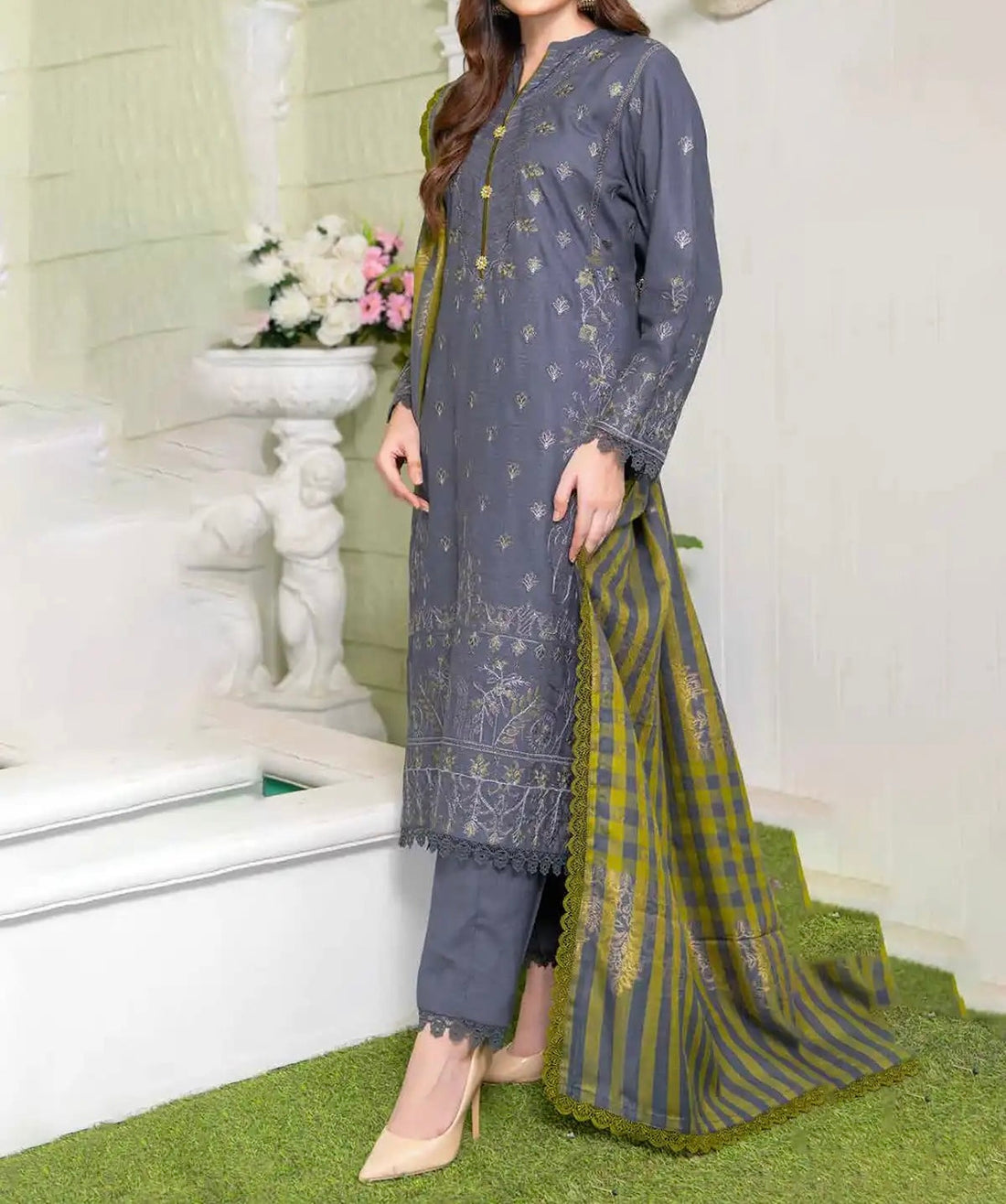 Unstitched Embroidered Dhanak 3PC | WC-013