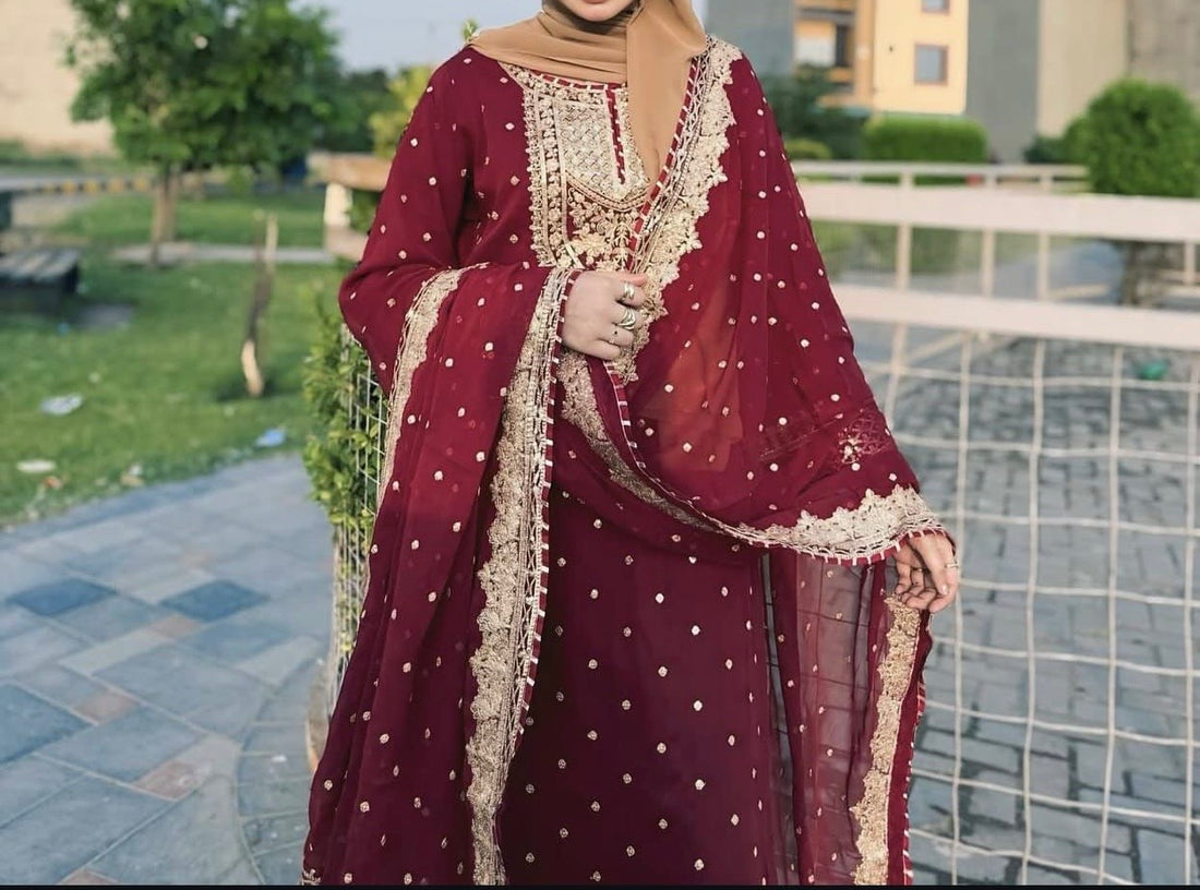 Unstitched Embroidered Chiffon 3PC | FW-003A