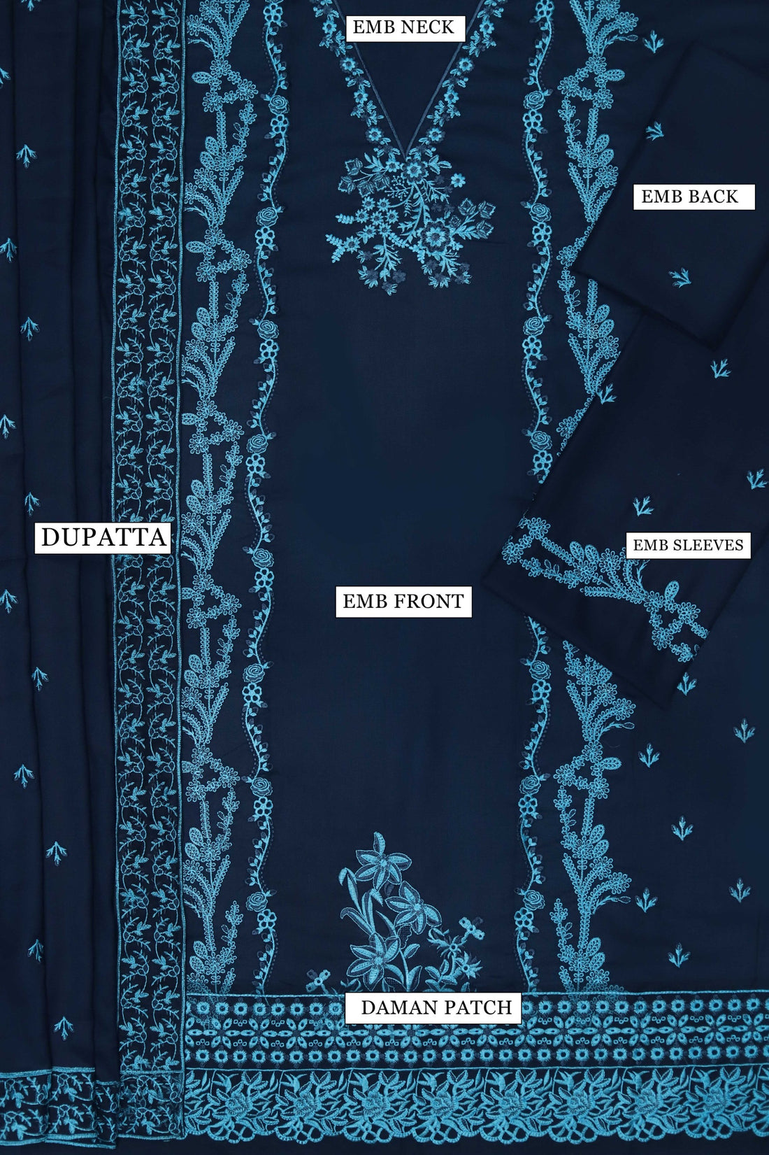 Unstitched Embroidered Dhanak 3PC | WC-046