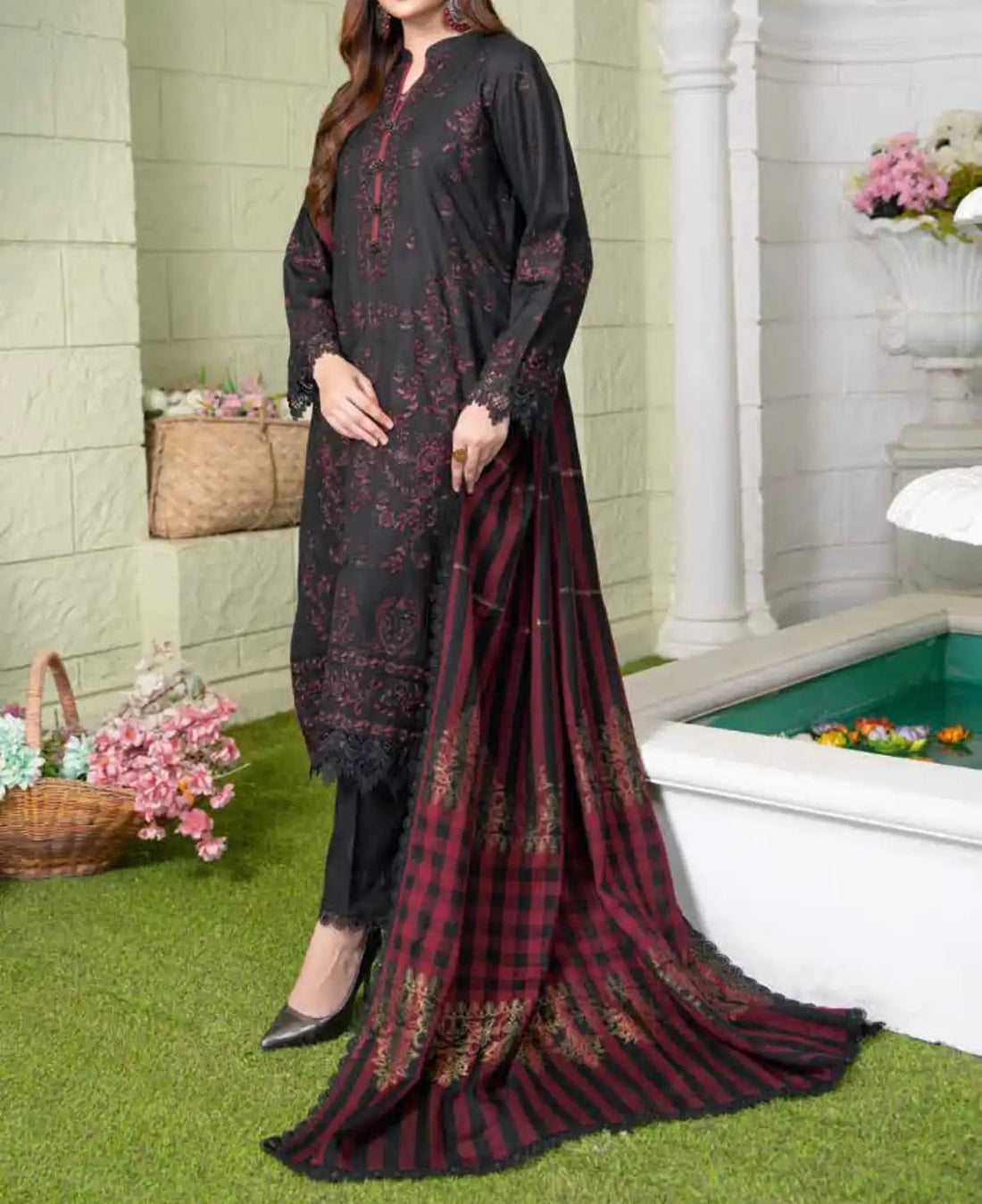 Unstitched Embroidered Dhanak 3PC | WC-012