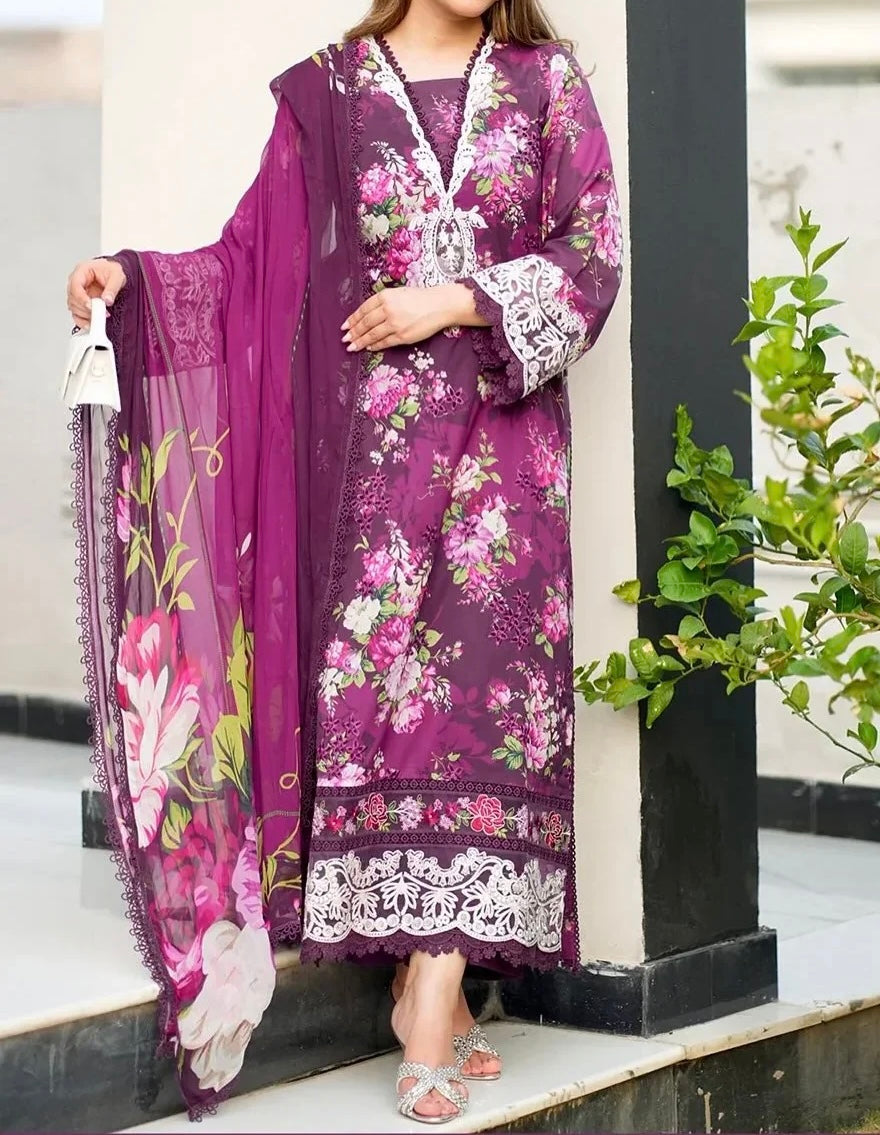 Unstitched Embroidered Lawn 3PC | SC-101