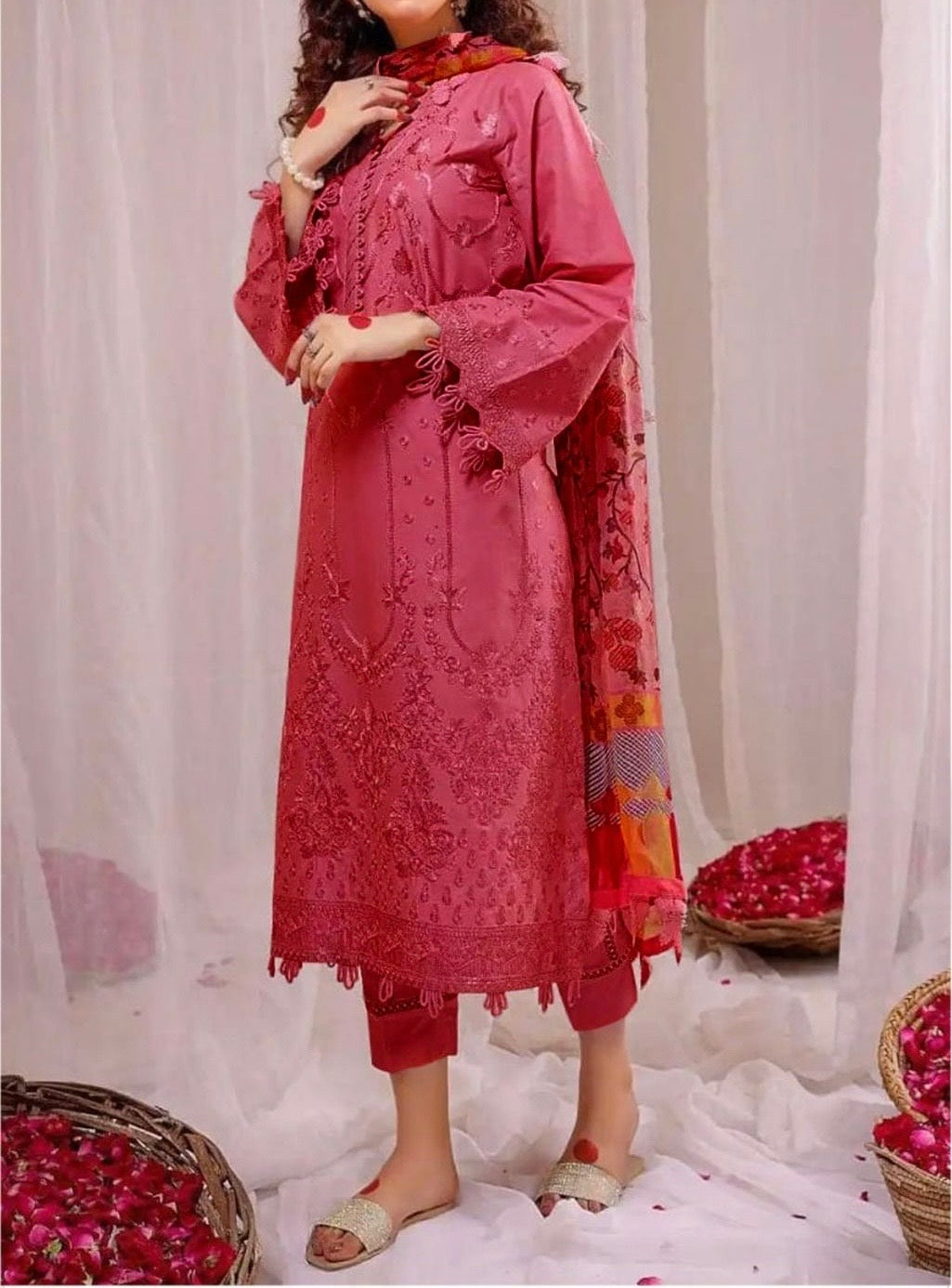 Unstitched Embroidered Dhanak 3PC | WC-071