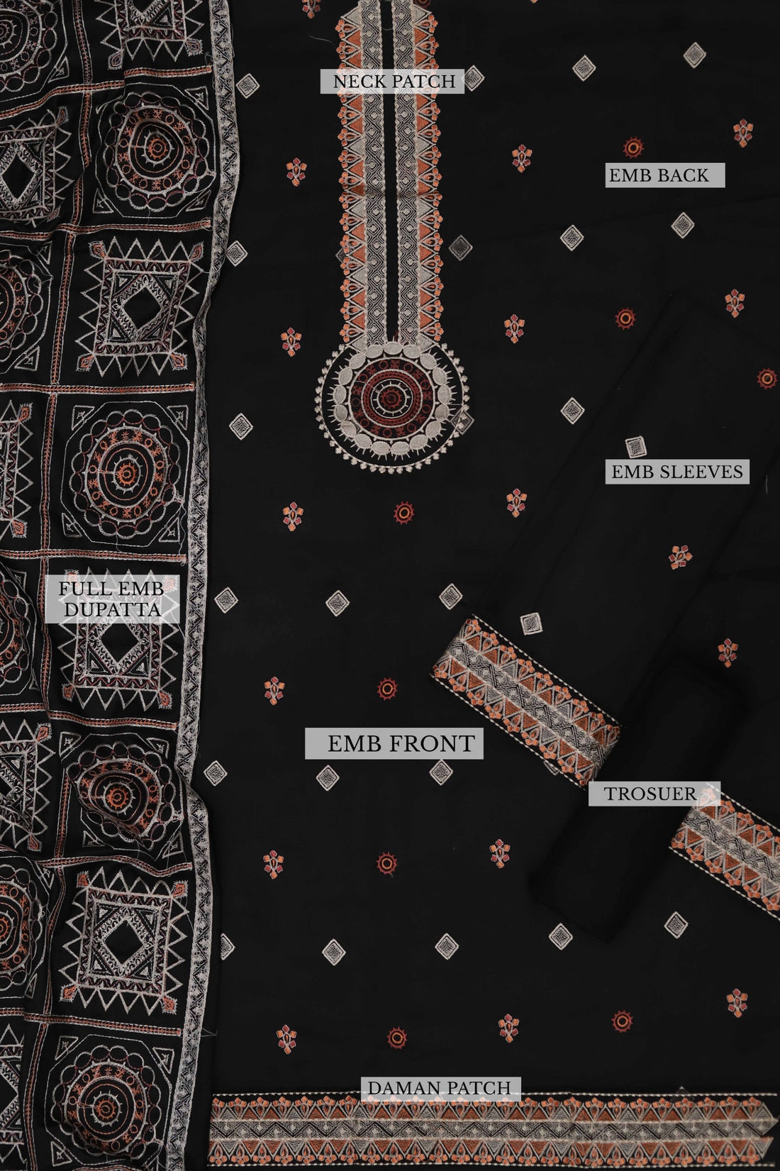 Unstitched Embroidered Dhanak 3PC | WC-002