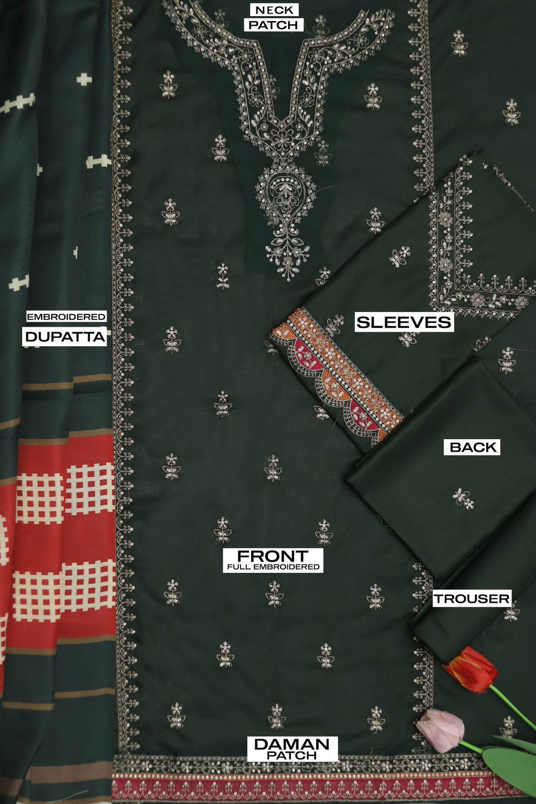 Unstitched Embroidered Dhanak 3PC | WC-010B