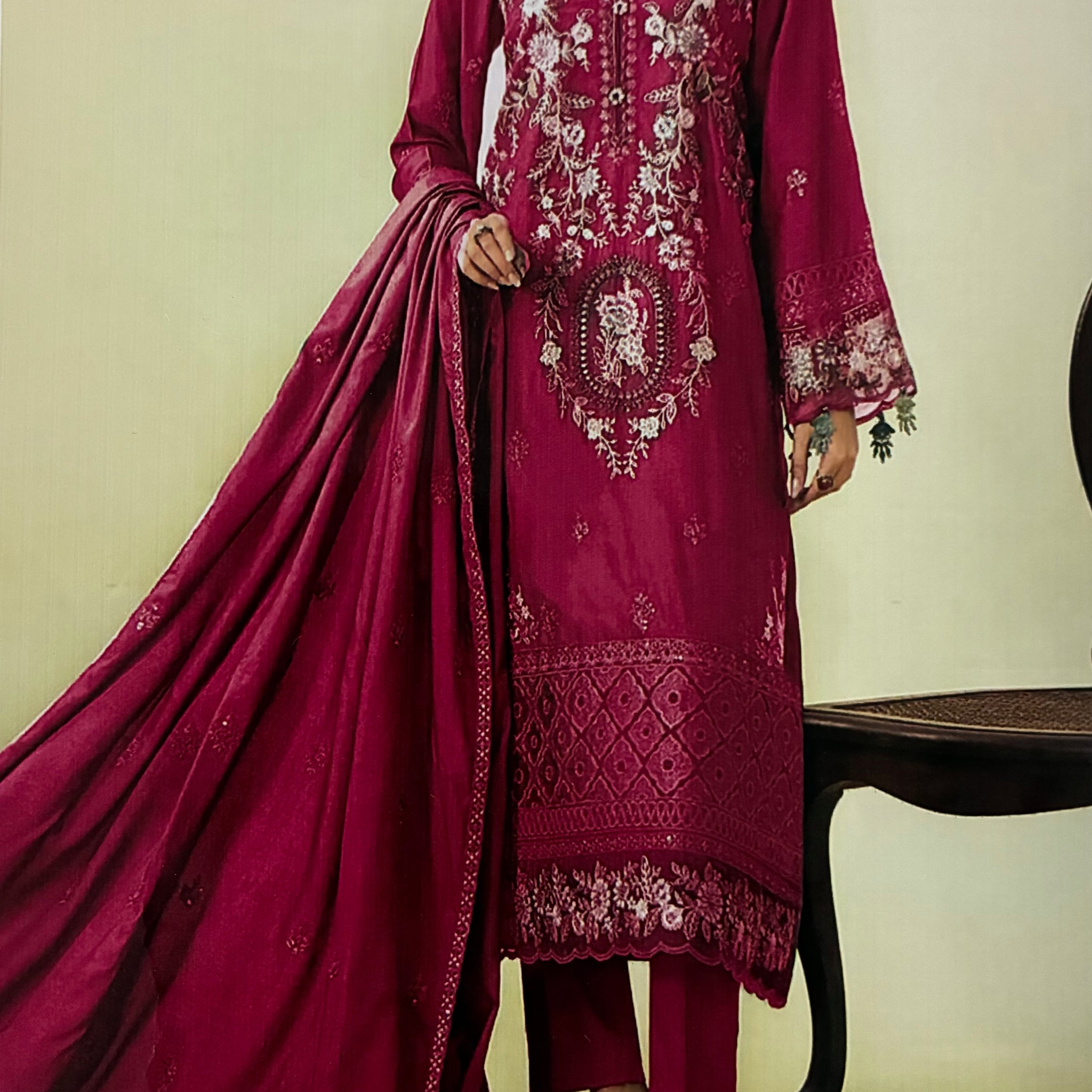Unstitched Embroidered Dhanak 3PC | WC-011A