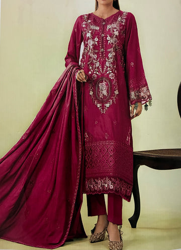 Unstitched Embroidered Dhanak 3PC | WC-011A