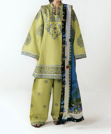 Unstitched Embroidered Dhanak 3PC | WC-114