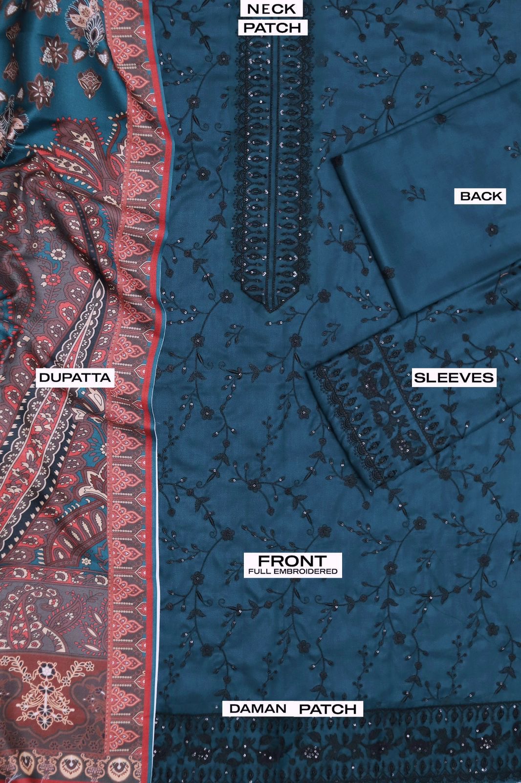 Unstitched Embroidered Dhanak 3PC | WC-066B