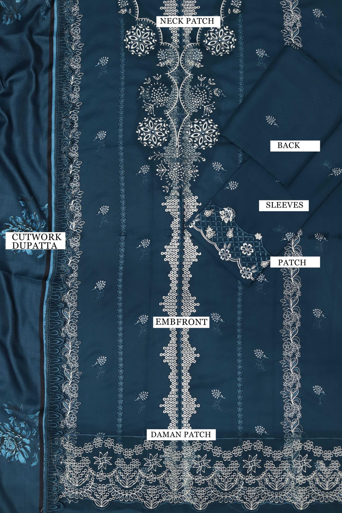 Unstitched Embroidered Dhanak 3PC | WC-045B
