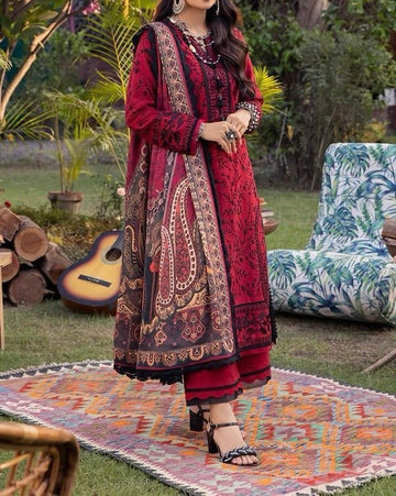 Unstitched Embroidered Dhanak 3PC | WC-066A