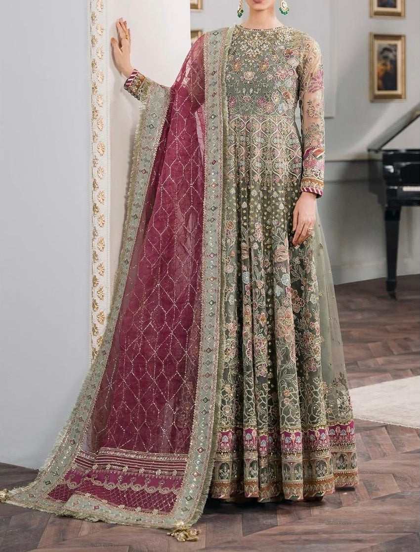 Unstitched Embroidered Net 3PC | FW-012