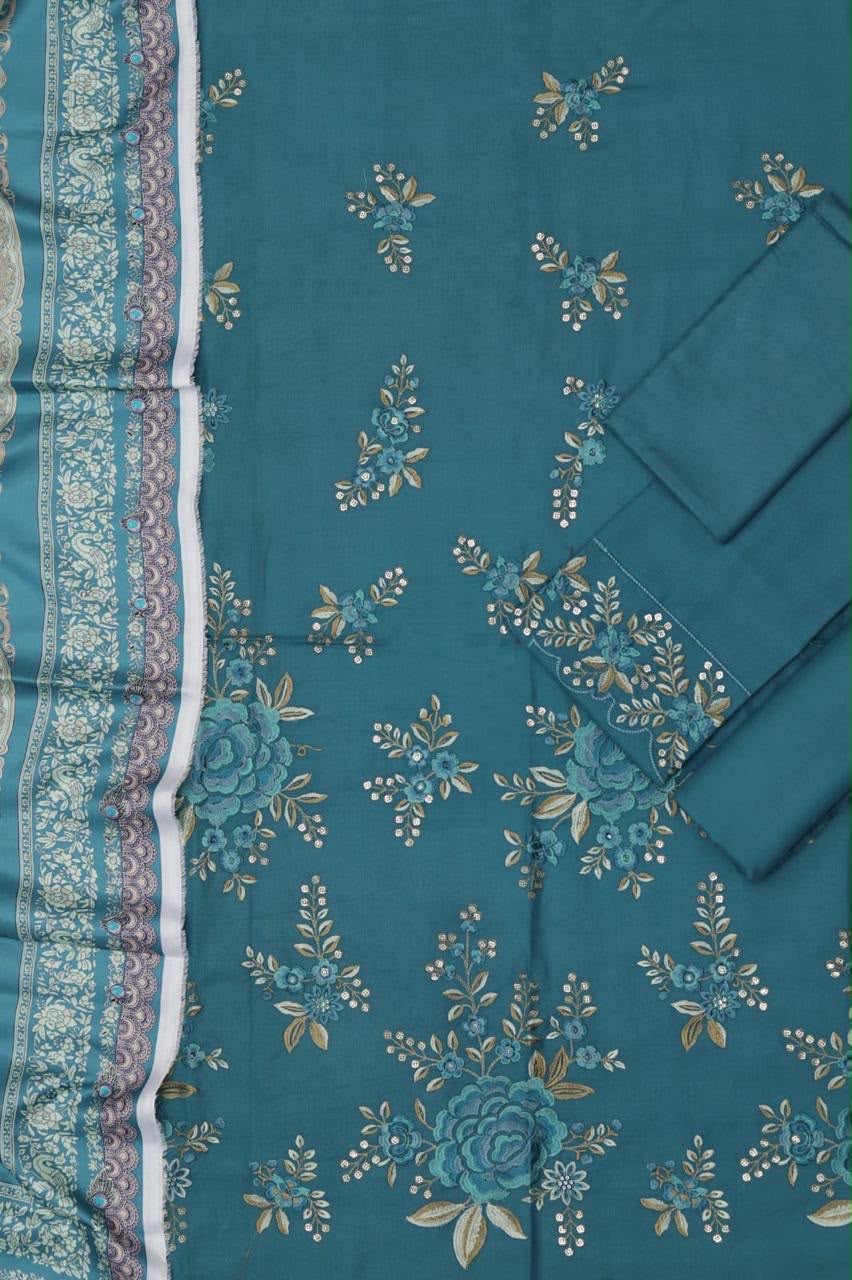 Unstitched Embroidered Dhanak 3PC | WC-111