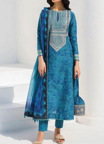 Unstitched Printed Slub Khaddar 3PC | WC-059D