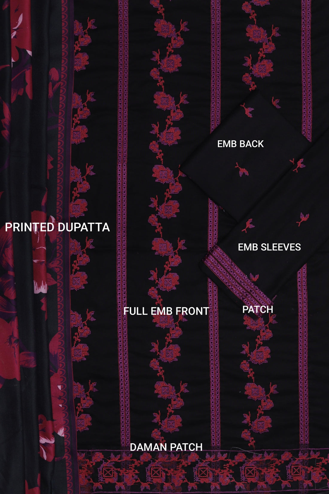 Unstitched Embroidered Dhanak 3PC | WC-009C