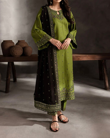 Unstitched Embroidered Dhanak 3PC | WC-081