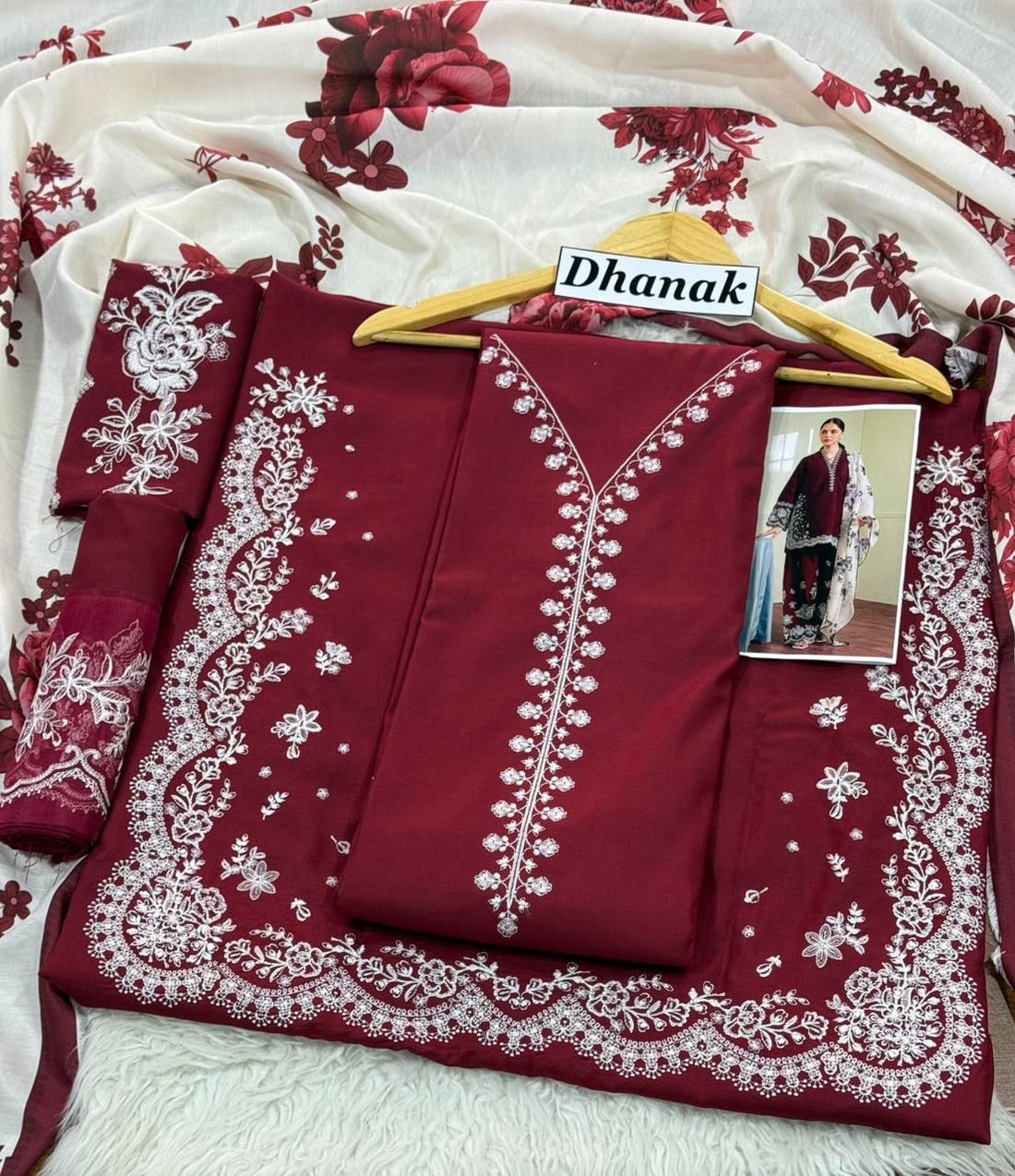 Unstitched Embroidered Dhanak 3PC | WC-055