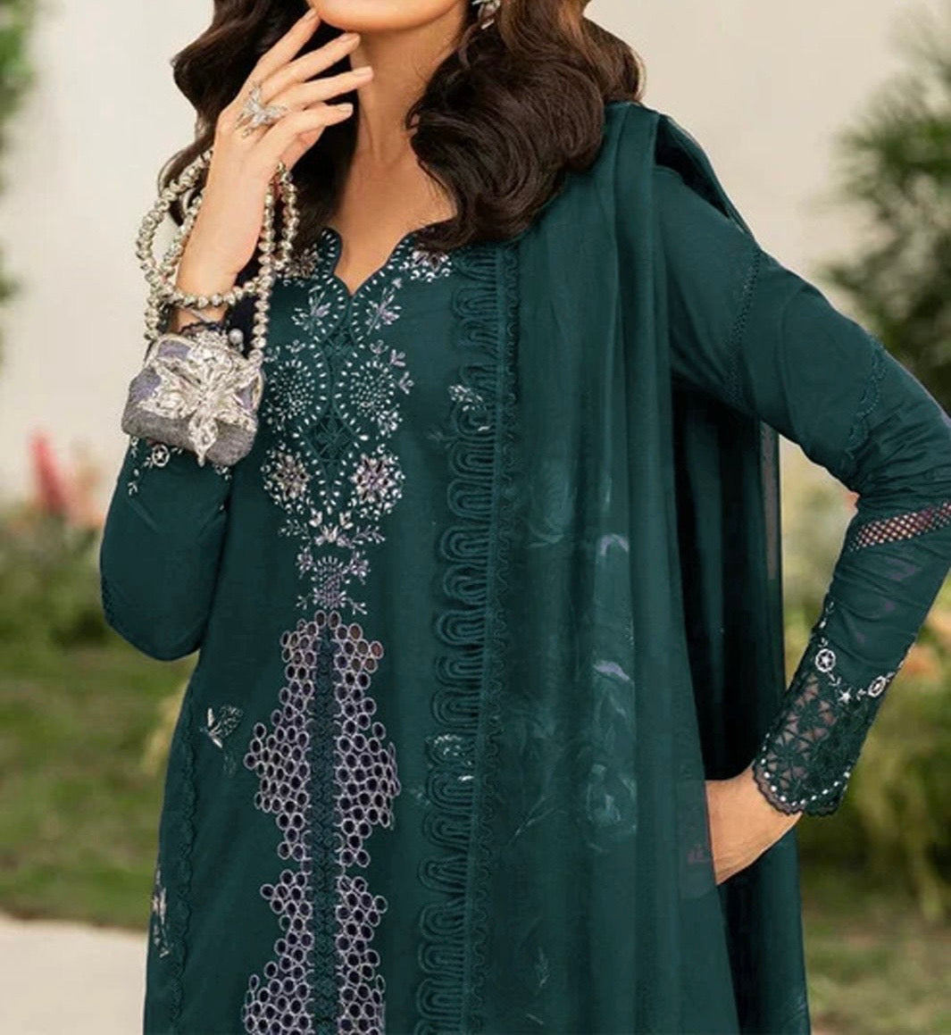 Unstitched Embroidered Dhanak 3PC | WC-045C